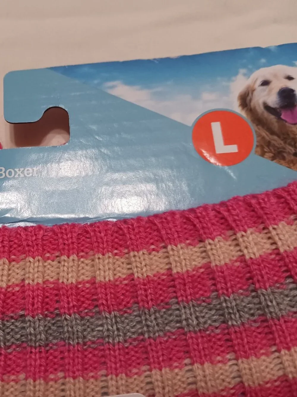 **L** Vibrant Life Dog Sweater Gray/PINK Size M 100% Acrylic